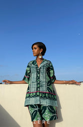 Joy Batik Pyjama Shorts Set (Green)